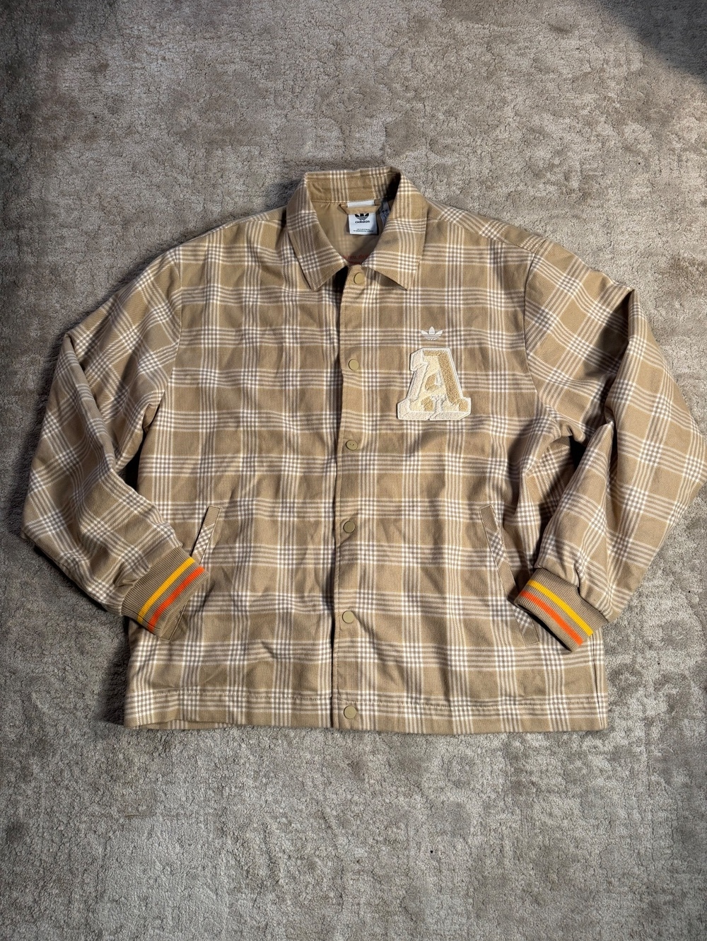 Adidas 50th Anniversary IA8347 Plaid Track Jacket Men’s M Beige Trefoil